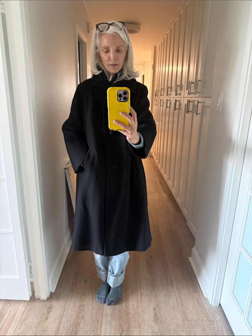 Vintage Wool Classic Black Women's Wool Coat - Timeless Single-Breasted Jacket